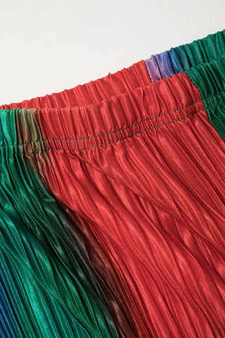 Sonicelife-Tie Dye Plisse Halter Top And Pants Set