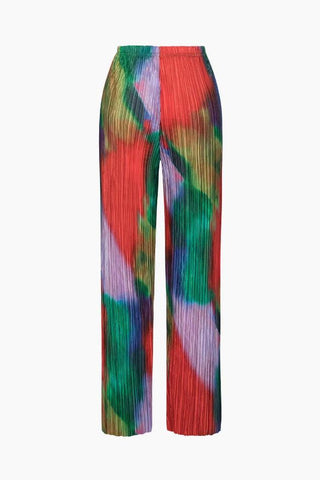 Sonicelife-Tie Dye Plisse Halter Top And Pants Set