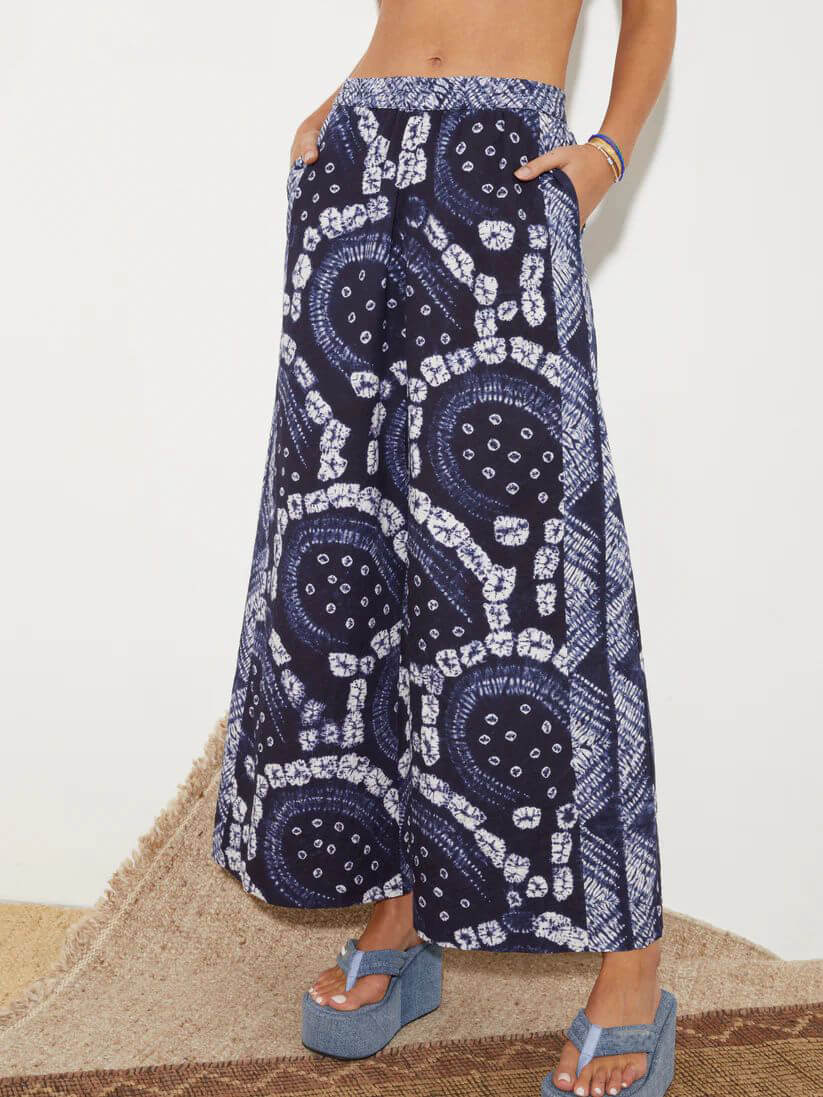 Sonicelife-Tie-Dye Printed Ethnic Floral Loose Wide-Leg Pants
