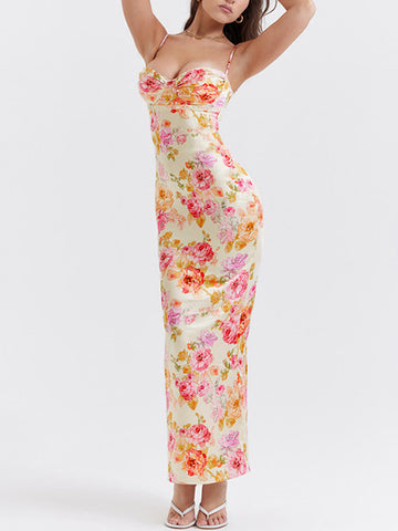 Sonicelife-Printed Sexy Maxi Dress