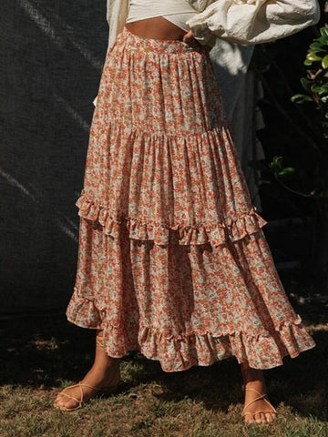 Sonicelife-Pastoral Bohemian Floral Skirt