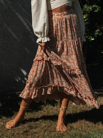 Sonicelife-Pastoral Bohemian Floral Skirt