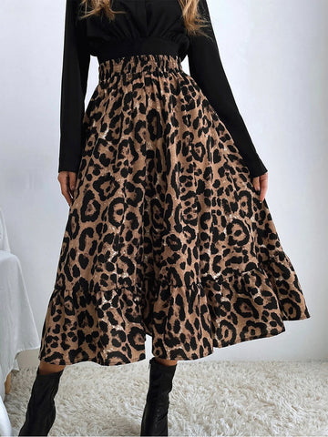 Sonicelife-Sexy Leopard Print High Waist Skirt