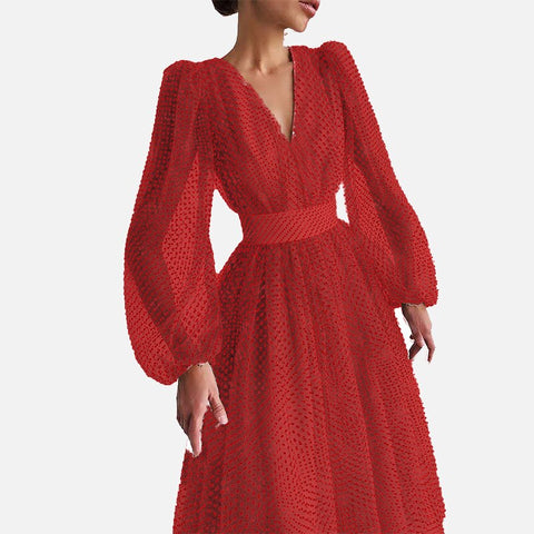 Sonicelife Vintage Dot Printing Women 2024 Spring Chiffon Dress Summer Fashion Casual Dress Boho Beach Women A-line Vestidos
