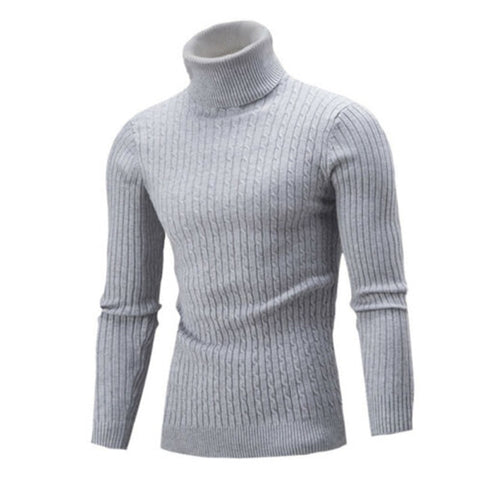 Sonicelife Casual Men Winter Solid Color Turtle Neck Long Sleeve Twist Knitted Slim Sweater Men's Knitted Sweaters Pullover Men Knitwear