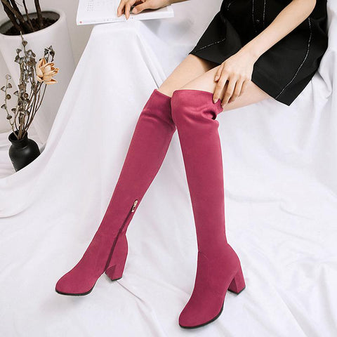 thanksgiving outfit Sonicelife Faux Suede Boots over the knee high women boots women's autumn thigh high boots shoes bota B876a