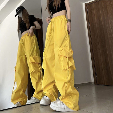 Sonicelife Cargo Pants High Waist Women Streetwear Hip Hop Y2K Trousers Loose Casual American Style 90S Pockets Fashion Female Pants