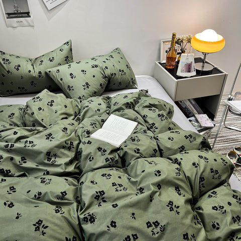 Sonicelife Ins Style Luxury Retro Style Small Fresh Floral Quilt Set Four Piece Bedding Set Student Dormitory Three Piece Bed Sheet Set