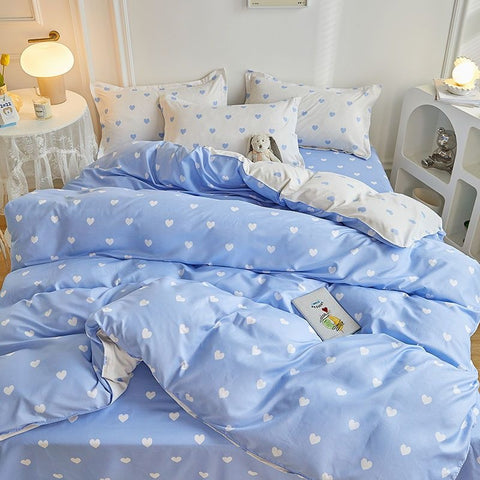 Sonicelife Garden Flowers And Cute Rabbit Pattern Duvet Cover Nordic Style Full Size Bedding Sets Queen Double For Girls Gift Pink