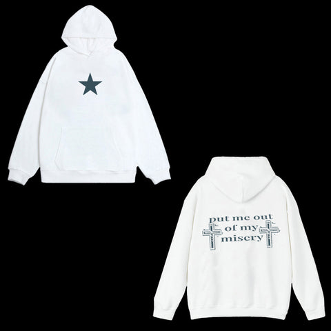 Sonicelife Cross double-sided print sweatshirt street versatile casual Y2K tops retro Harajuku rocks aesthetic emo girl punk women's hoodie