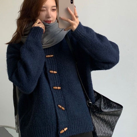 christmas outfit Sonicelife Gentle knitted sweater women's coat artistic retro round neck lazy style cardigan autumn and winter top women clothing y2k tops