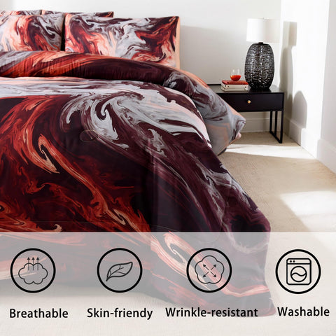 Sonicelife 3pcs Oil Painting Design Printed Bedding Bedroom Set No Comfoter Duvet Cover Set 1 Duvet Cover and 2 Pillowcases Bedroom Decor