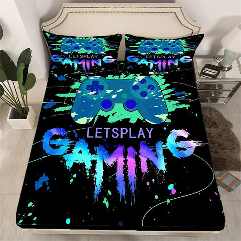 Sonicelife Painted Player Game Controller Print Fitted Sheet Set Mattress Cover Bedding Comfortable Breathable Bedding Set With Deep Pocket