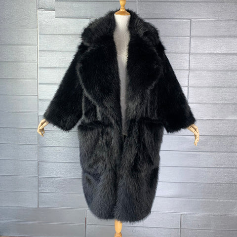 christmas outfit Sonicelife Winter Long Black Oversized Shaggy Warm Fluffy Faux Fur Coat Women Pockets Loose Casual Luxury Korean Fashion 2025