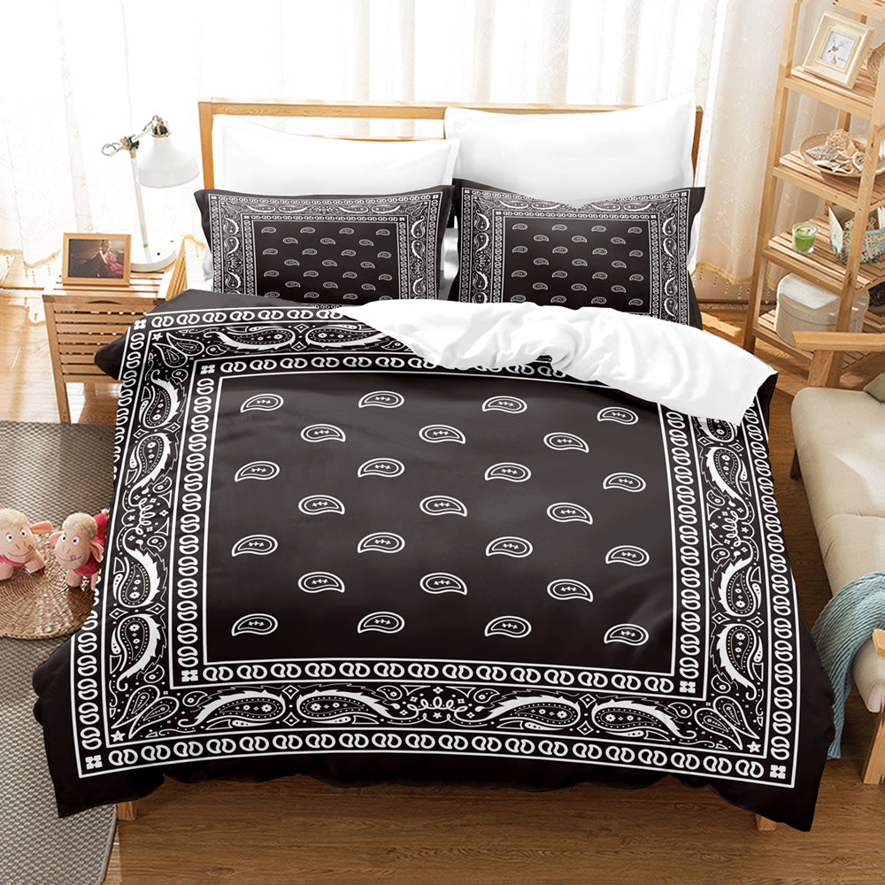 Sonicelife 3pcs Bohemian Style Polyester Duvet Cover Set 3D Print Bedding Set, Soft Comfortable Paisley Duvet Cover