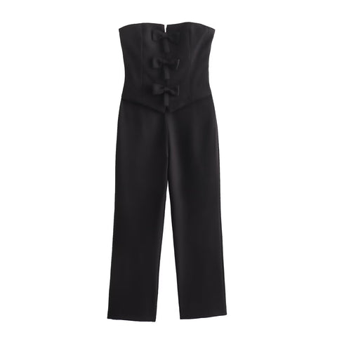 Sonicelife Women's Sleeveless Crepe Dress, Bra Jumpsuit, Open Design, Backless Front Slit, Fashionable and Sexy, Versatile, New