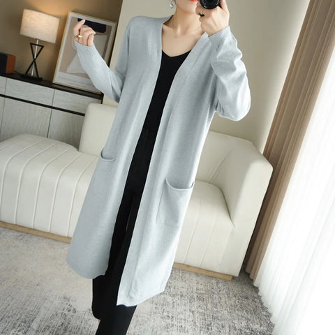 christmas outfit Sonicelife Women's Cashmere Cardigans 2025 New Style for Autumn and Winter Casual Long Knitted Cardigan Women Sweater Coat V-Neck Cardigans