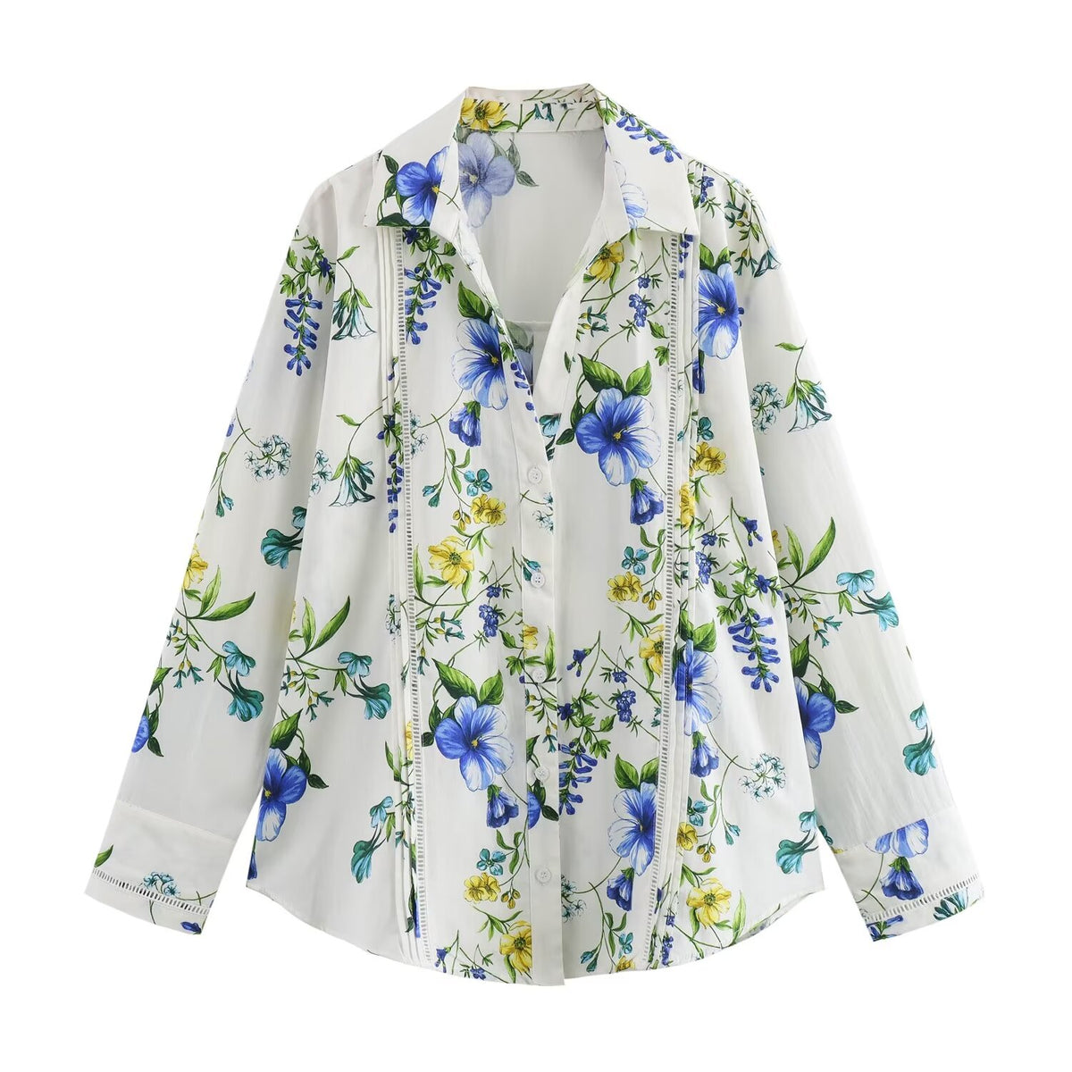 Sonicelife Women's Floral Printed Shirt Poplin Fabric Fashionable Temperament Long Sleeved Single Breasted Top New
