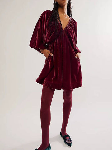 Sonicelife hoco dresses-Portia Velvet Mini Dress