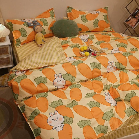 Sonicelife INS Blue And White Cow Stripe Cartoon Bedding Set Cute Animal Quilt Cover Soft High Quality Polyester Sheet Bedroom Decor