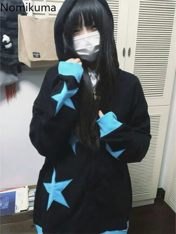 Sonicelife Streetwear Hoodies Women Harajuku Japanese Y2k Jackets 2025 Ropa Mujer Casual Fashion Hooded Zipper Oversized Sweatshirts Tops