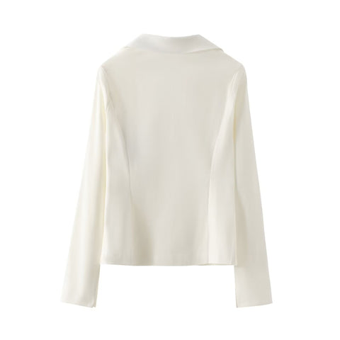 Sonicelife Women's Single Breasted Long Sleeved Shirt with Metal Buckle Hollow Out Sexy Design Fashionable Temperament New