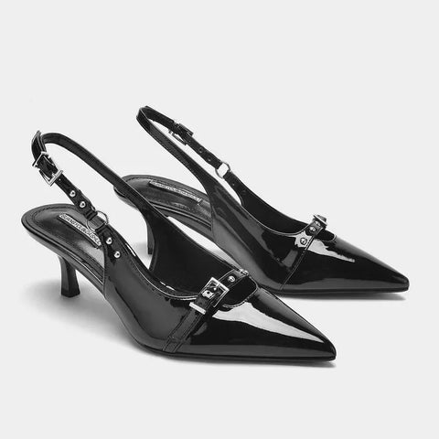 Sonicelife 2024 Summer High Heel Sandals Buckle Punk Style Stiletto Pointed Toe Sexy Fashion Women's Shoes Luxury Sandals Women Designers