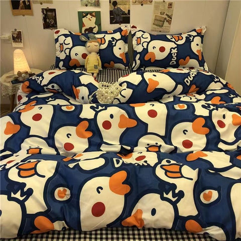 Sonicelife Ins Purple Solid Color Bedding Set Flat Bed Sheet Duvet Cover Single Double Full Queen King Bedclothes Ins Pure Bedroom Linen