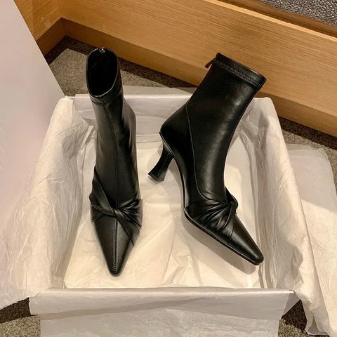 Sonicelife 2025 Autumn Winter Women Ankle Boot Shoes Fashion Zippers Chelsea Shoes Ladies Sexy High Heel Short Boots