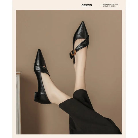 Sonicelife 2025  New Women's Flat Shoes Autumn Fashion Pointed Toe Banquet  Shoes Comfortable Square Root Trendy Shoes