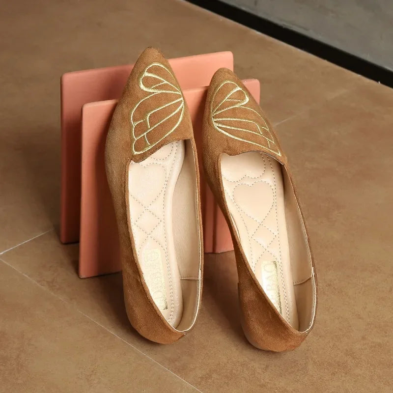 Sonicelife 2025   Hot Sale Ladies Shoes Shallow Fashion Embroidery Daily Flats Sexy Pointed Toe Low Heels Zapatos Flat Shoes