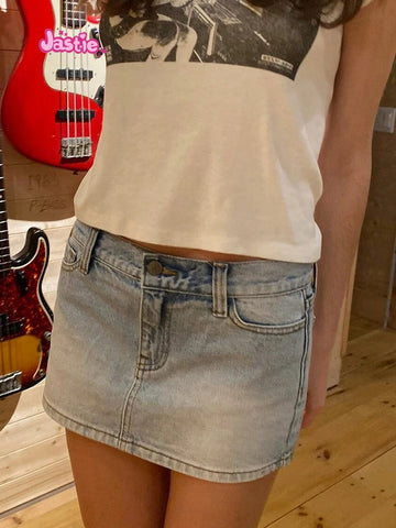 Sonicelife Casual Women Blue Denim Mini Skirts Summer Vintage High Waist Pockets A-line Skirts Female Y2k Streetwear Slim Bottoms 2025