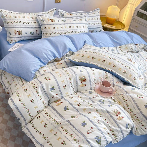 Sonicelife Kawaii Cartoon Bedding Set No Filling New Arrival Soft Boys Girls Single Double Duvet Cover Flat Sheet Pillowcase Kit