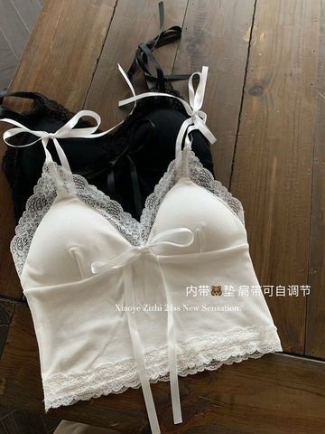 Sonicelife Lace Sling Y2k Clothes Women Summer Crop Top Harajuku Backless Sexy Streetwear Body Tee 2000s Kawaii Tank Tops Camis Coquette