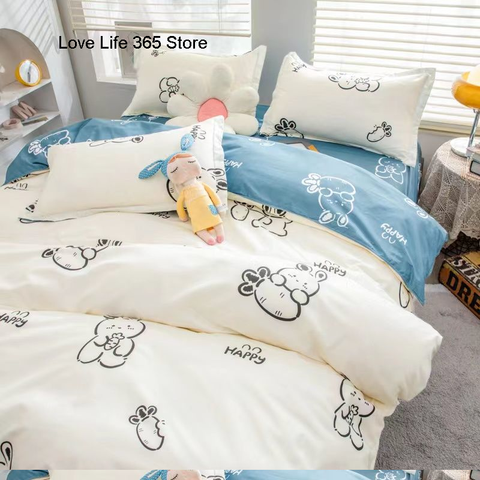 Sonicelife Purple Tulip Bedding Set INS Bed Linens Duvet Cover 150x200 Double Queen King Quilt Cover Soft Polyester Bedclothes Flat Sheets