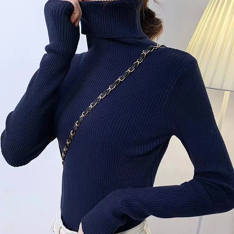 Sonicelife Women Fall Turtleneck Sweater Knitted Soft Pullovers Cashmere Jumpers Basic Soft Sweaters Female Basic Blouse New