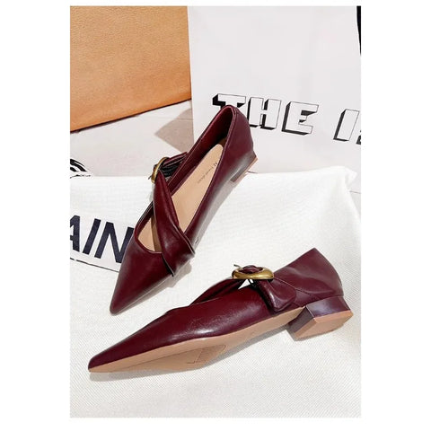 Sonicelife 2025  New Women's Flat Shoes Autumn Fashion Pointed Toe Banquet  Shoes Comfortable Square Root Trendy Shoes