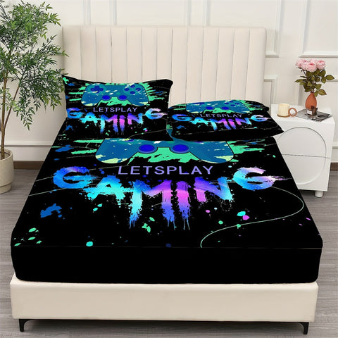 Sonicelife Painted Player Game Controller Print Fitted Sheet Set Mattress Cover Bedding Comfortable Breathable Bedding Set With Deep Pocket