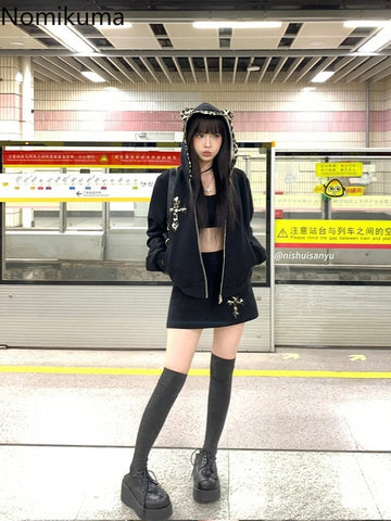 Sonicelife Fake Two Hoodies Coat 2025 Women Clothing Patchwork Leopard Print Hooded Sweatshirts Y2k Tops Streetwear Casual Fashion Hoodie