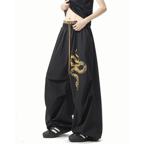 Sonicelife Y2K Streetwear Pants Women Black Hip Hop Oversized Sweatpants American Vintage Print Loose Casual Female Dance Trousers New
