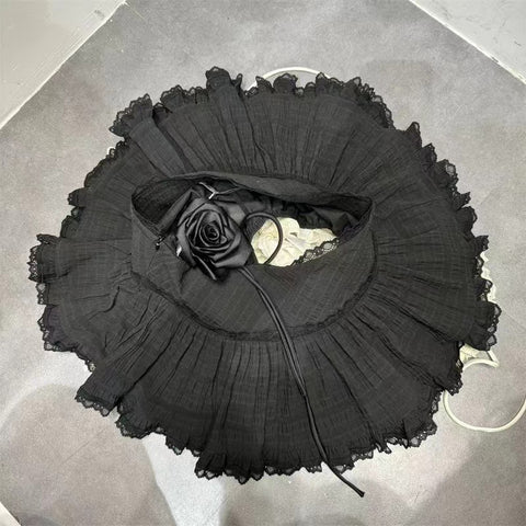 Sonicelife Summer Elegant Ballet Style Mini Skirt Women Sweet Lace 3D Flower A-line Skirt Spicy Girl High Waist Slim Short Skirt Chic New