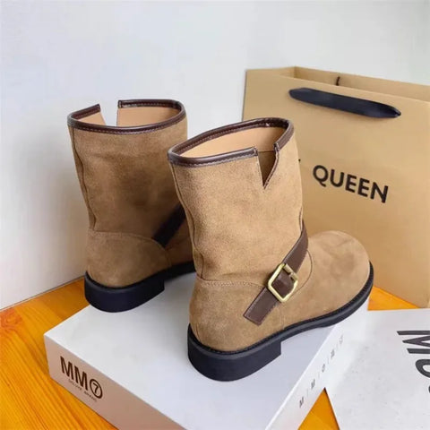 Sonicelife Retro Chunky Heels Shoes Women Suede Platform Ankle Boots 2025   Brand Trend Woman Autumn Winter Elegant Snow Botas Mujer Zapatos