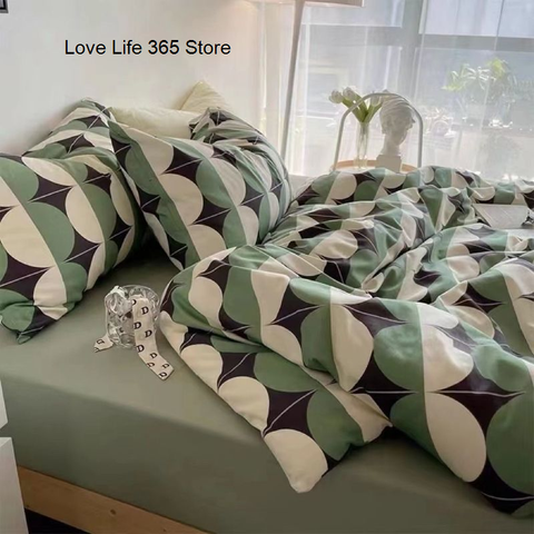 Sonicelife Nordic Style Ins Avocado Green Bedding Set Cartooon Fruit Quilt Cover Polyester High Quality Comforter Full Size With Pillowcase