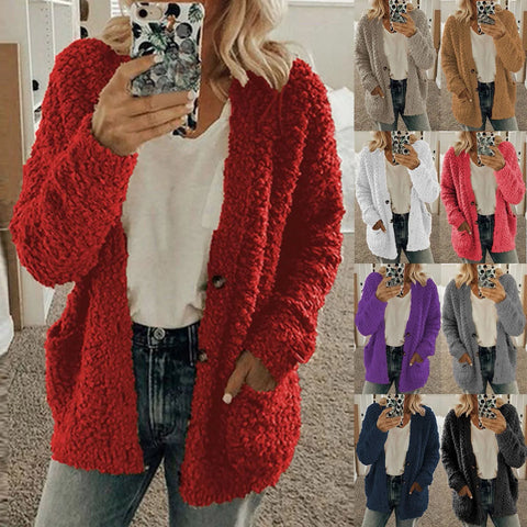 christmas outfit Sonicelife Autumn Soft Long Coat Women Jumper Pull Femme Loose Knitted Ladies Outerwear Outerwear Buttons Cardigan Coat Sweater Clothing