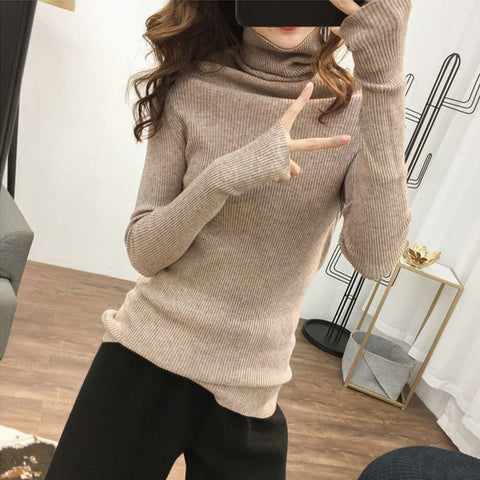 Sonicelife Women Black Casual Sweater Turtleneck Fall Thermal Pullover Sweater Hollow Out Long Sleeve Warm Winter Knit Jumpers New