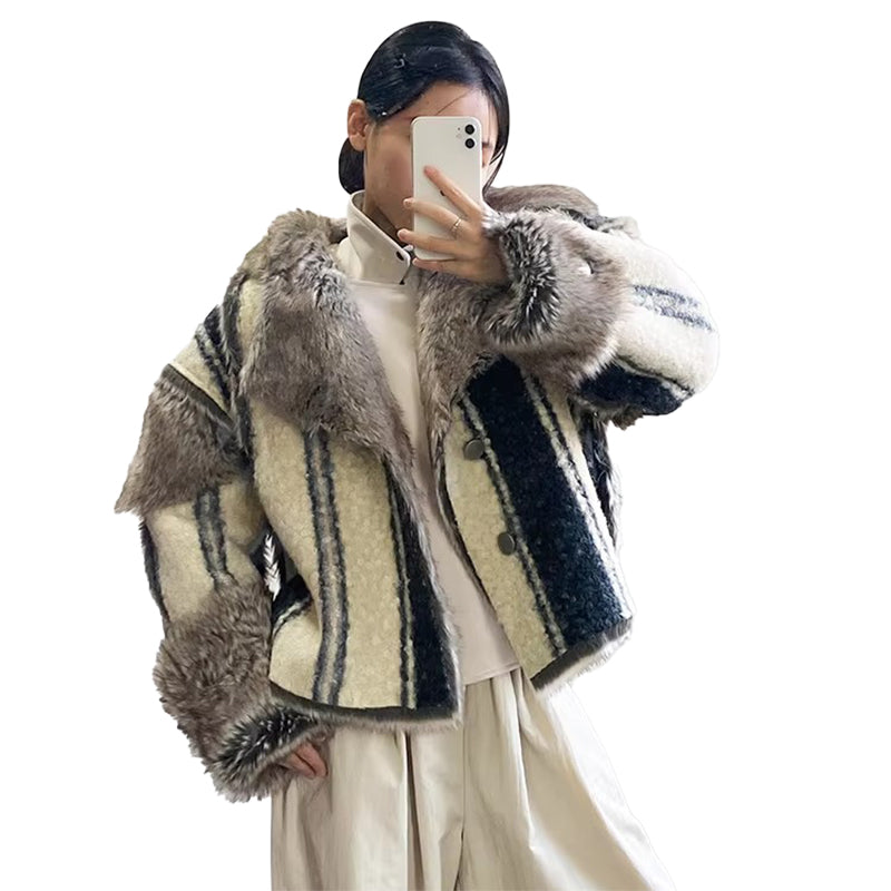 christmas outfit Sonicelife Winter Short Oversized Thickened Warm Colorful Fluffy Faux Sheepskin Fur Jacket Women Luxury Designer Unisex Clothes