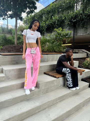 Sonicelife Unisex Letter Print Pants Y2K Style Aesthetic Retro Streetwear Drawstring Harajuku Casual High Street Comfortable Wide Leg Pants