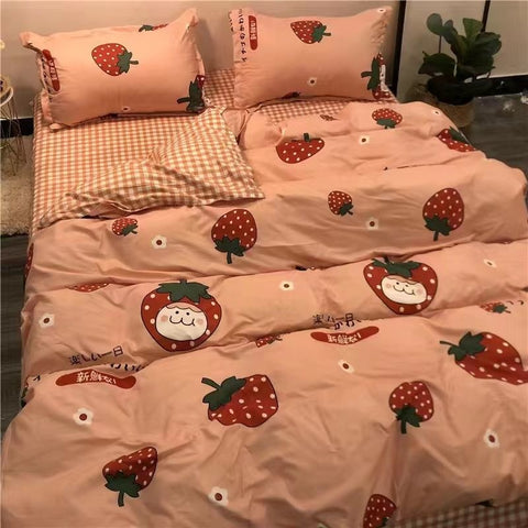 Sonicelife Ins Nordic Pastoral Style blue Floral Duvet Cover With Pillow Case Princess Bed Sheet Kids Girls Bedding Set King Queen Cute
