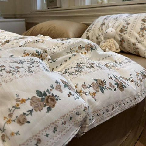 Sonicelife Ins Romantic Rose Bedding Set Flat Bed Sheet Duvet Cover Twin Full Queen French Style Bed Linen Boy Girl Bedding Sets
