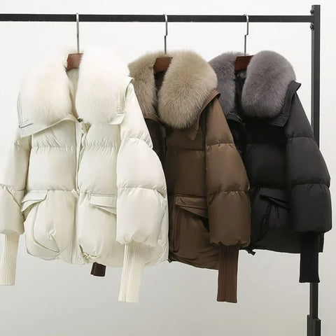 Sonicelife Long Sleeve Coat Fur Collar Zipper Warm Parkas Women Pocket Causal Fleece Cotton-padded Jacket Women Autumn Winter